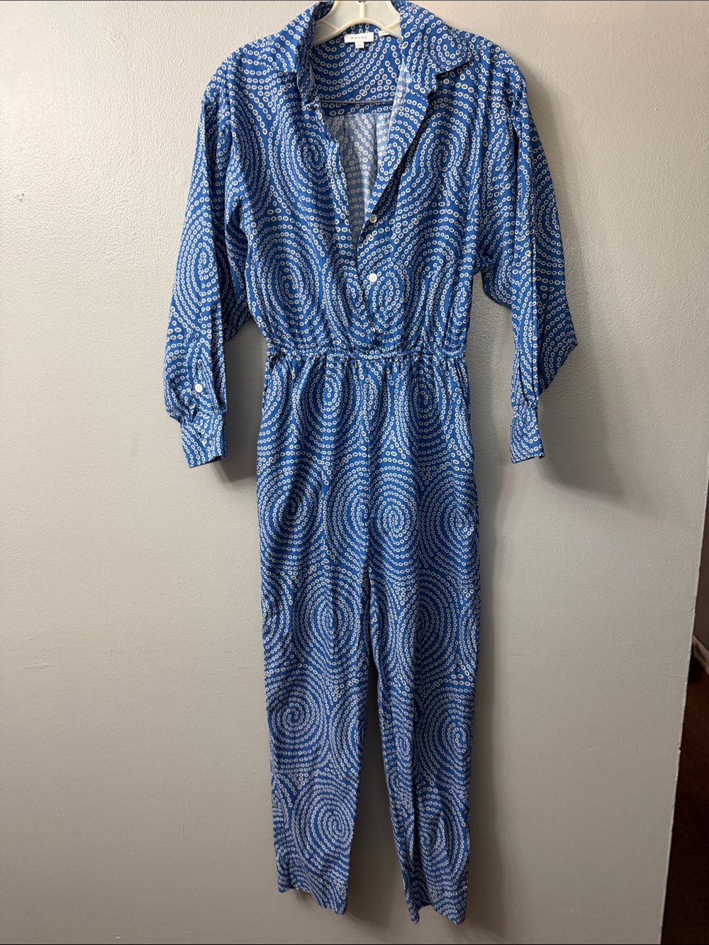 Rhode Women's Blue and White belted pouch Jumpsuit Size XS